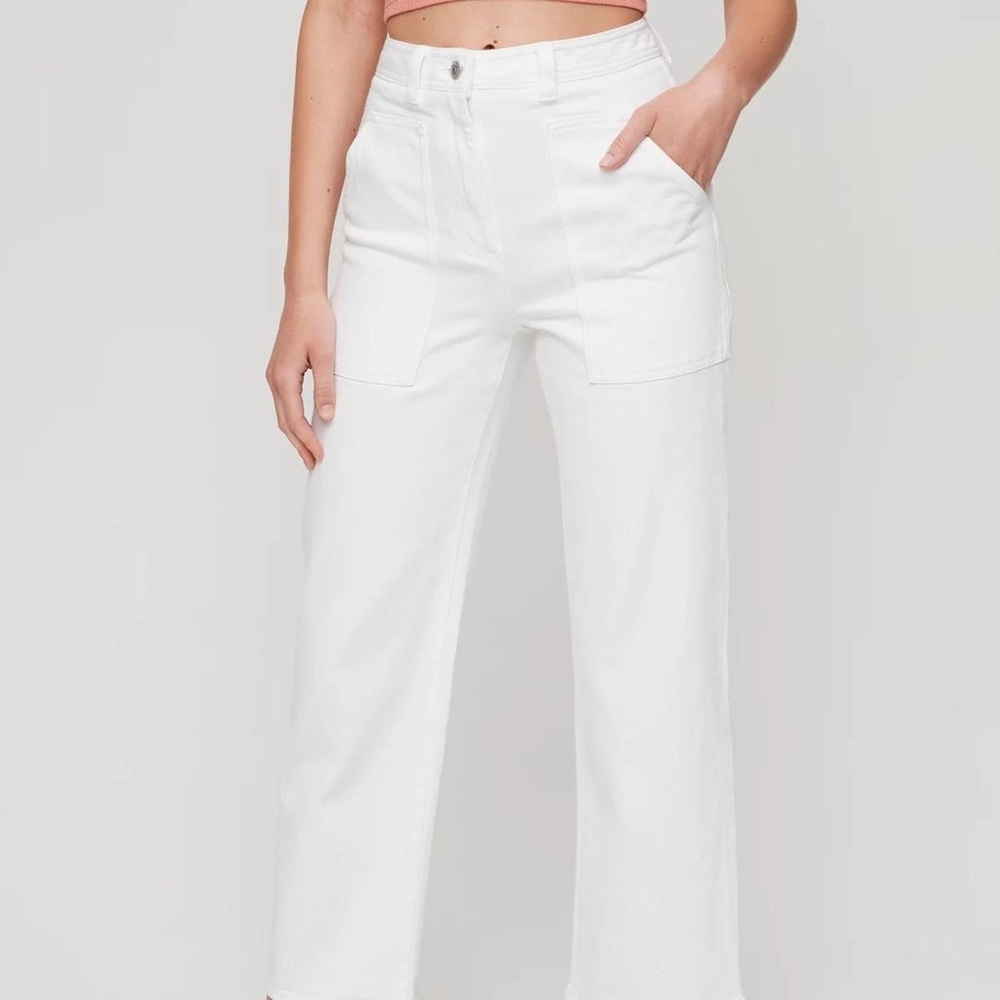 Wilfred Free Modern Utility Pants White High-Waisted Wide-Leg Pants